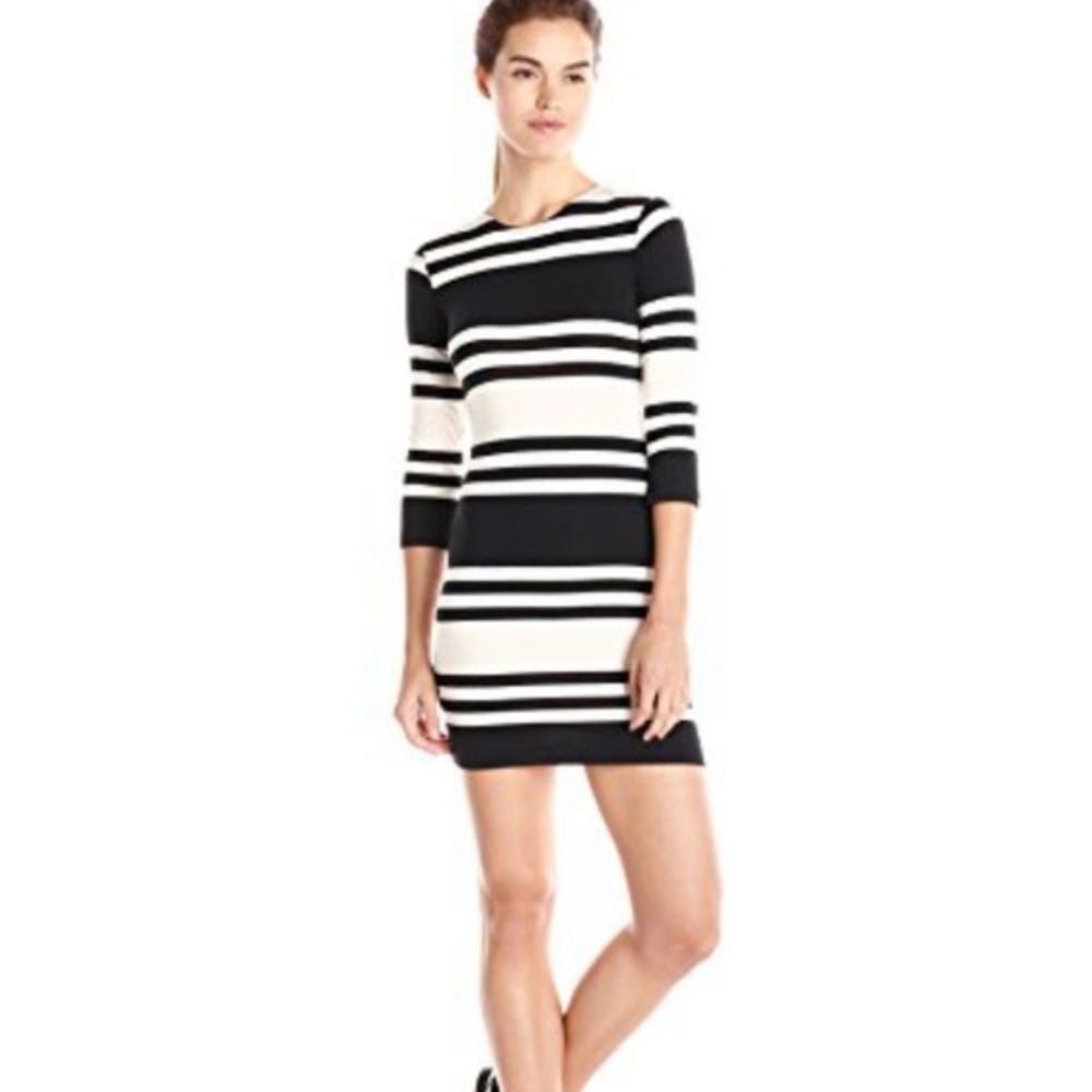 French Connection Jag Striped Stretch Mini Dress-6 - Picture 1 of 8
